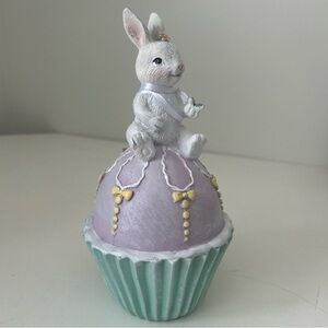 Easter Bunny Figurine on a Cupcake NEW